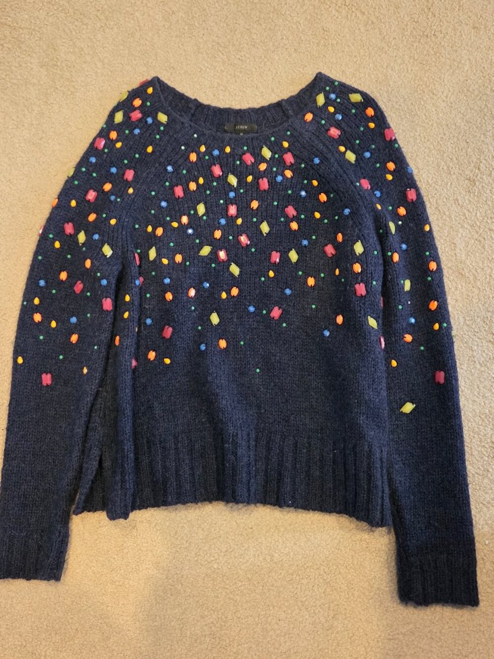J Crew Candy Gem Embellished Sweater M - RARE!